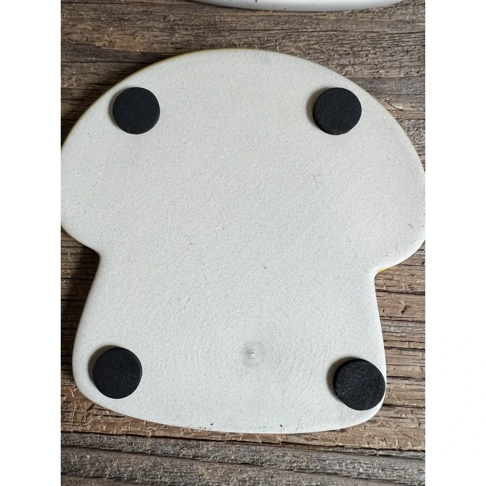 Mushroom‎ Ceramic Drink Coasters Set Of 4 Polka Dot Retro Mod Kitchen Decor